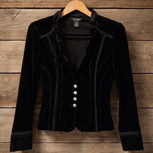 White House Black Market Velvet Blazer with Button Details